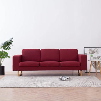 vidaXL 3-Sitzer-Sofa Stoff Weinrot (281394)