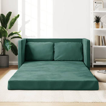 vidaXL Bodensofa mit Schlaffunktion Dunkelgr&uuml;n 122x204x55 cm Samt (353961)
