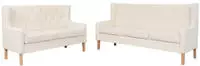 vidaXL 2-tlg. Sofa-Set Stoff Cremewei&szlig;