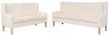 vidaXL 2-tlg. Sofa-Set Stoff Cremewei&szlig; (274930)