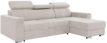 Meblini Ecksofa mit Schlaffunktion L-Form - Eckcouch 242x168x79cm Rechts - Beige Samt
