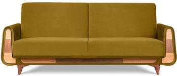 Konsimo 2-Sitzer Schlafsofa mit Armlehnen GUSTAVO Gelb Stoff 230x98x98 cm