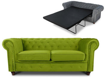 SILAPE Schlafsofa Chesterfield Asti Bis 2-Sitzer Glamour Velours (Hellgrün (Velvet 75)