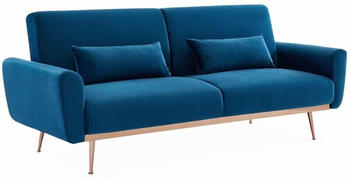 sweeek 2-3 Sitzer skandinavischischer Stil Design Sofa Oskar Samt Petrolblau/roségold