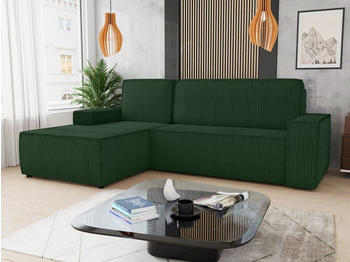 SILAPE Ecksofa Totti L mit Schlaffunktion und Bettkasten Cord Links 246x144x85 cm Grün (Poso 014)