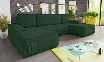 SILAPE Wohnlandschaft mit Schlaffunktion Totti U-Form (313x144x80 cm Grün (Poso 014))