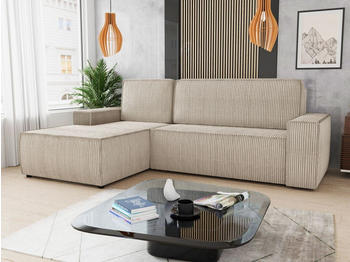 SILAPE Ecksofa Totti L mit Schlaffunktion und Bettkasten Cord L-Form Beige (Poso 100) Links