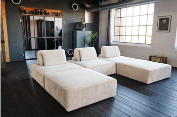 Kawola Sofa Modulsofa Cord WIOLO Soft cremewei&szlig; 5 Module 5 R&uuml;ckenkissen
