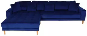 Mendler Ecksofa MCW-J54 3-Sitzer L-Form Liegefl&auml;che links/Rechts 295cm Samt blau