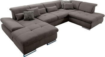 set one by Musterring Wohnlandschaft SO 4100 365x80x225 cm Luxus-Microfaser Euphoria Ottomane rechts ohne Funktion braun (schlamm 14) Bettfunktion (44107159-0)
