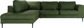 Trendmanufaktur Ecksofa Luzi 264x80x203 cm Velourstoff fein Ottomane links ohne Bettkasten gr&uuml;n (rain forest) (92845643-0)