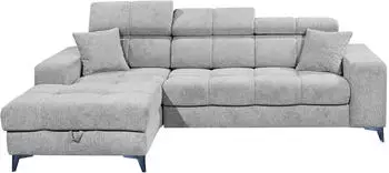 ED EXCITING DESIGN Ecksofa Sydney 268x86x172 cm Webstoff Recamiere links inkl. Bettkasten Schalffunktion-inkl. Schlaffunktion grau (hellgrau) (47469541-0)