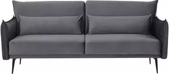 SalesFever 3-Sitzer Sofa mit Schlaffunktion inkl. Zierkissen Bezug Samt 207x86x88 cm grau (368510)
