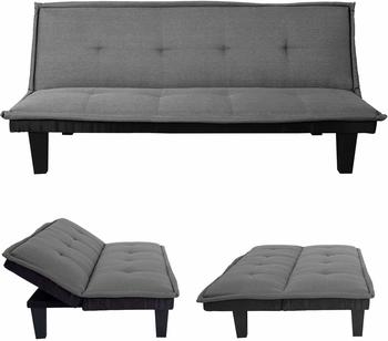 Mendler 3er-HWC-C87 Couch Klappsofa 170x100cm Textil dunkelgrau Fabric (61883)