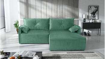 Fun Möbel Ecksofa mit Schlaffunktion HUNTER XS Stoff Royal Mintgrün Ottomane Rechts