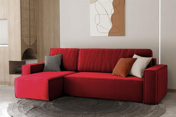 Fun Möbel Eckschlafsofa MARIS Stoff Rot Ottomane Links