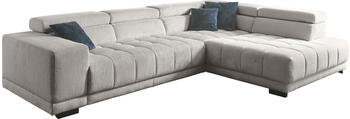 DIE PLANBAR Ecksofa MP-IN15053 323x73x190 cm Cord Ottomane rechts Kopfteilverstellung grau (grey) (30712329-0)