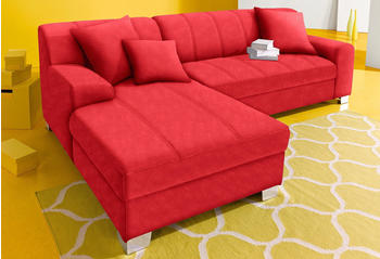 INOSIGN Ecksofa Turah Zierkissen moderne Steppung Leder 239x75x82 cm Microfaser PRIMABELLE Recamiere links ohne Bettfunktion rot (62404105-0)