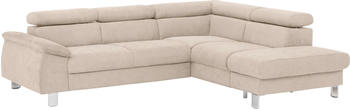 Cotta Collection Ecksofa COTTA Komaris 249x72x100 cm Microfaser PRIMABELLE Ottomane rechts mit Bettfunktion -mit RGB-LED-Beleuchtung-mit Kopfteilverstellung beige mit LED