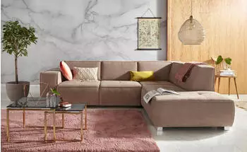 INOSIGN Ecksofa Sapporo 272x78x222 cm Luxus-Microfaser Ottomane rechts mit elektrischer Vorziehfunktion braun (cappuccino) (38080538-0)