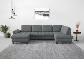 sit&more Wohnlandschaft Westham 338x88x172 cm Material Ottomane rechts ohne Federkern mit Armteilverstellung -mit Sitztiefenverstellung grau (22267904-0)