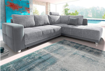 Jockenhöfer Ecksofa GRUPPE Orlando 257x82x215 cm Kunstleder SOFTLUX-Struktur Ottomane beidseitig mit 3 Kopfstützen grau