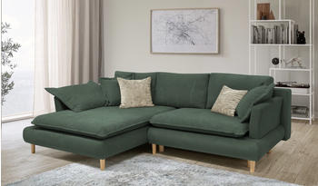 Collection AB Ecksofa Mandela 264x94x184 cm Cord-Samtvelours Recamiere links mit Bettfunktion Bettkasten grün (flaschengrün) (53728318-0)