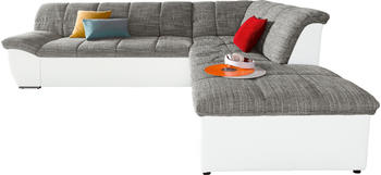 Domo Polstermöbel Ecksofa Splash 271x76x232 cm Kunstleder SOFTLUX-Struktur Ottomane rechts ohne Bettfunktion grau (weiß, grau) (64731865-0)