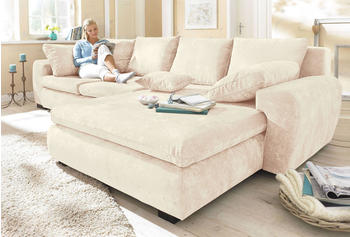Home Affaire Ecksofa Cara Mia 325x87x183 cm Luxus-Microfaser Vintageoptik Recamiere beidseitig ohne Bettfunktion beige (creme) (54154831-0)