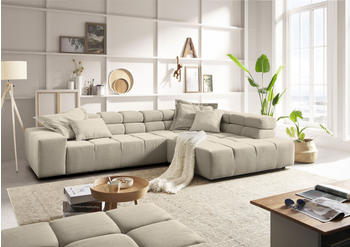 INOSIGN Ecksofa Ancona 319x70x215 cm FeinCord Recamiere rechts ohne Sitztiefenverstellung, beige (sand) (28656958-0)