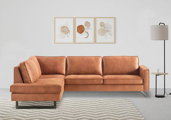 Places of Style Ecksofa Pinto 290 cm Ottomane links / rechts 290x85x217 cm Luxus-Microfaser Lederoptik Ottomane links braun (cognac) (58526457-0)