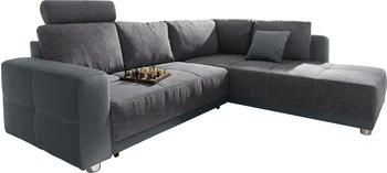 Jockenhöfer Ecksofa mit Bettfunktion und Bettkasten Orlando 257x82x215 cm dunkelgrau