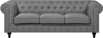 Beliani Chesterfield 3 Seater Sofa in light grey fabric