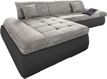 Domo Polsterm&ouml;bel Ecksofa Moric Luxus XXL Kunstleder/Softlux 300x172x80 cm links wei&szlig;-grau