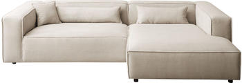 LeGer Home Ecksofa PIARA 267x66x167 cm Cord Ottomane rechts hellbeige