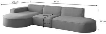 Fun Möbel Ecksofa PALMA Opera Velvet Pearl Ottomane Links