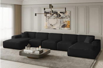 Fun Möbel Wohnlandschaft U-Form CELES XL Stoff Opera Velvet Schwarz