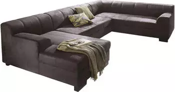 Home Affaire Wohnlandschaft Falk 320x77x90 cm Microfaser PRIMABELLE Recamiere links ohne Bettfunktion braun (mocca) (89573017-0)