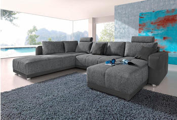 Places of Style Wohnlandschaft mit Bettkasten Orlando (337x180x69cm) Softlux schwarz