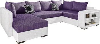 Collection AB Wohnlandschaft mit Bettfunktion Flachgewebe silbergrau/lila