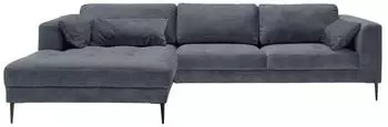 Mid.you Ecksofa Dunkelblau 4-Sitzer Ottomane links L-Form 280x168 cm Hocker
