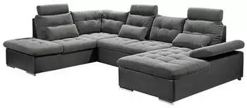 Mid.you Wohnlandschaft Grau Schwarz Uni 5-Sitzer U-Form 324x218 cm