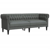 vidaXL Chesterfield-Sofa 3-Sitzer Dunkelgrau Stoff