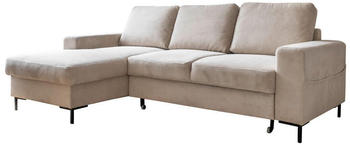Mid.you Eckschlafsofa Beige 4-Sitzer 236x148 cm Bettkasten erh&auml;ltlich Bettfunktion