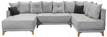 Mid.you Wohnlandschaft Anthrazit Silber 4-Sitzer Schaumstoffflocken 91x338 cm
