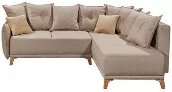 Mid.you Ecksofa Beige 4-Sitzer Schaumstoffflocken 244x212 cm