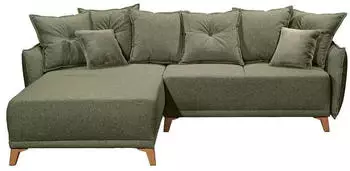 Mid.you Ecksofa Grün 4-Sitzer Schaumstoffflocken 255x185 cm