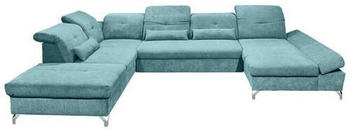 Mid.you Wohnlandschaft T&uuml;rkis 8-Sitzer U-Form 350x245 cm Armteil rechts