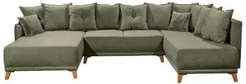 Mid.you Wohnlandschaft Gr&uuml;n 4-Sitzer Schaumstoffflocken 91x338 cm