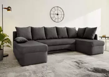 Jockenh&ouml;fer Wohnlandschaft GRUPPE Arktis U-Form 260x85 cm Luxus-Microfaser Ottomane beidseitig grau dunkelgrau